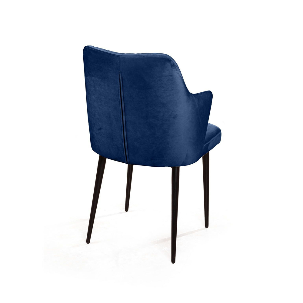 Стул с подлокотниками Hunt ромб, бархат синий 29 / чёрный конус