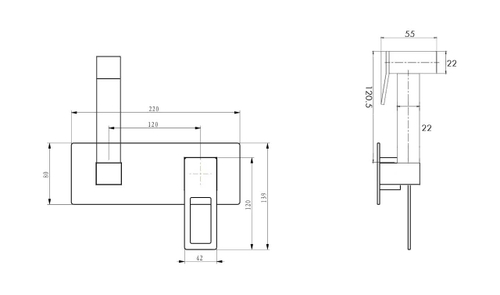 Boheme Гигиеническая лейка Q со смесителем GOLD GOLD_Комплект