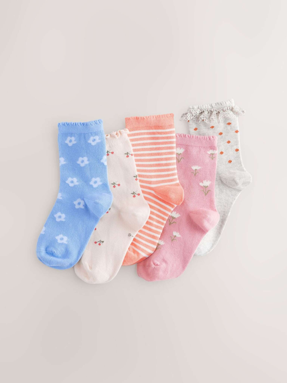 Носки хлопковые для девочки Next E99-474, 5 шт., Розовый, Голубой, Серый