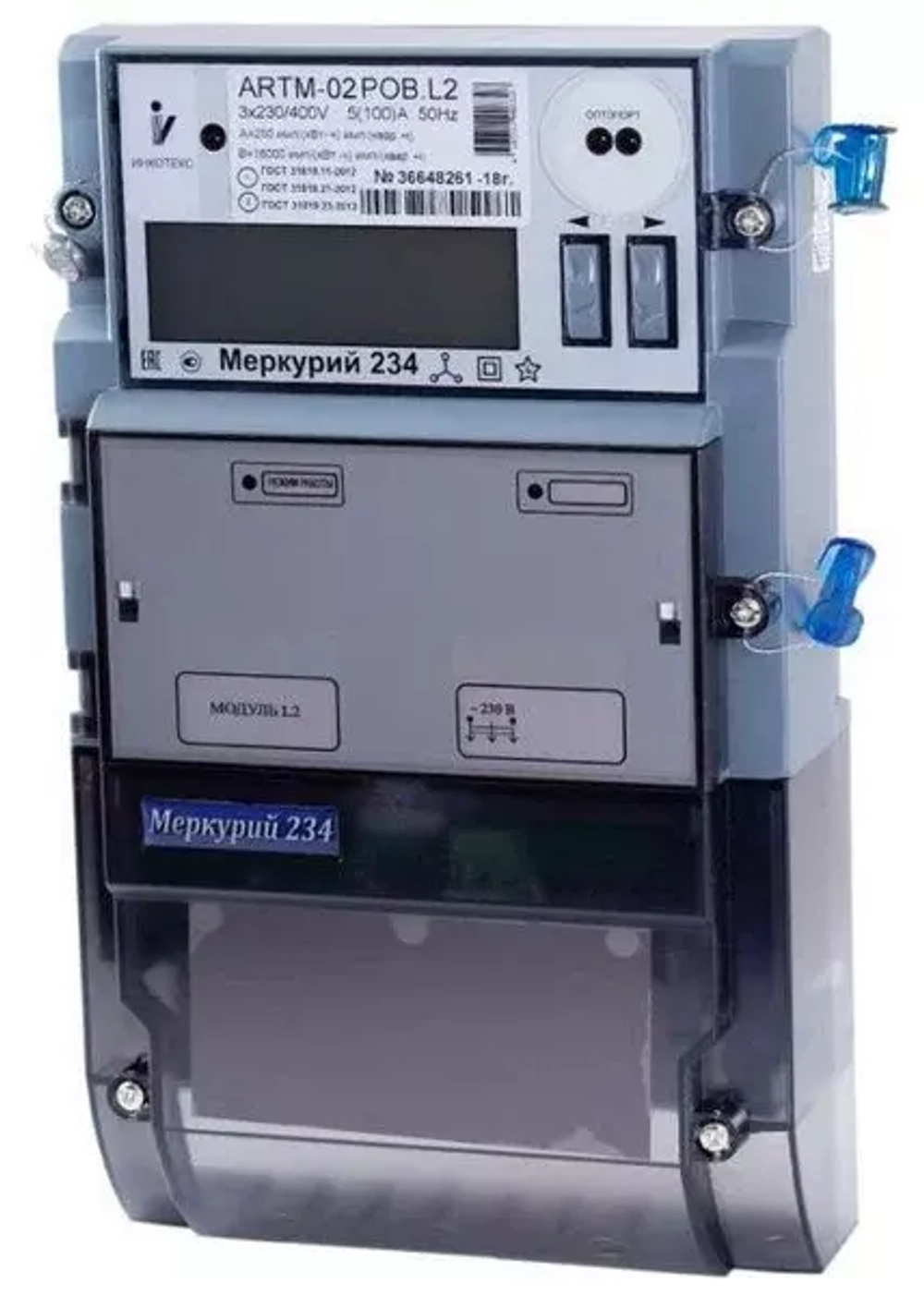 Счетчик эл.энергии "Меркурий-234 ARTM2-03 PBR.R" 5/10А 3*230/400В 0,5S/1,0 Мн. т. оптопорт. 2*RS-485
