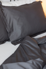 Постельное белье 2спальное сатин темно-серое купить