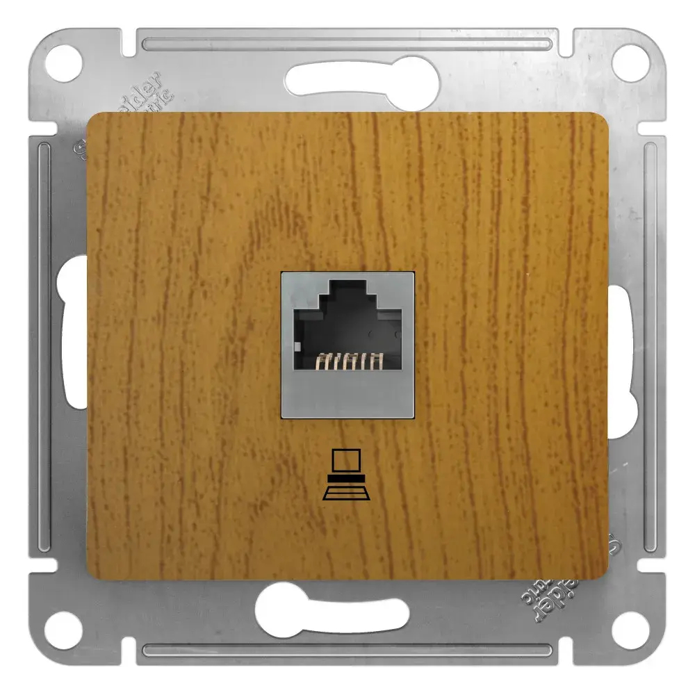 GLOSSA РОЗЕТКА компьютерная RJ45 кат. 5e, механизм, ДУБ