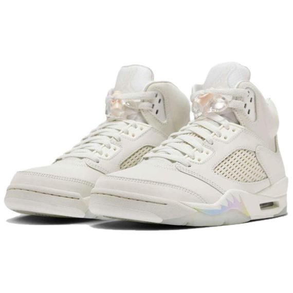 Jordan Air Джордан 5 Винтажные баскетбольные кроссовки Высокие Бежево-зеленые Женские