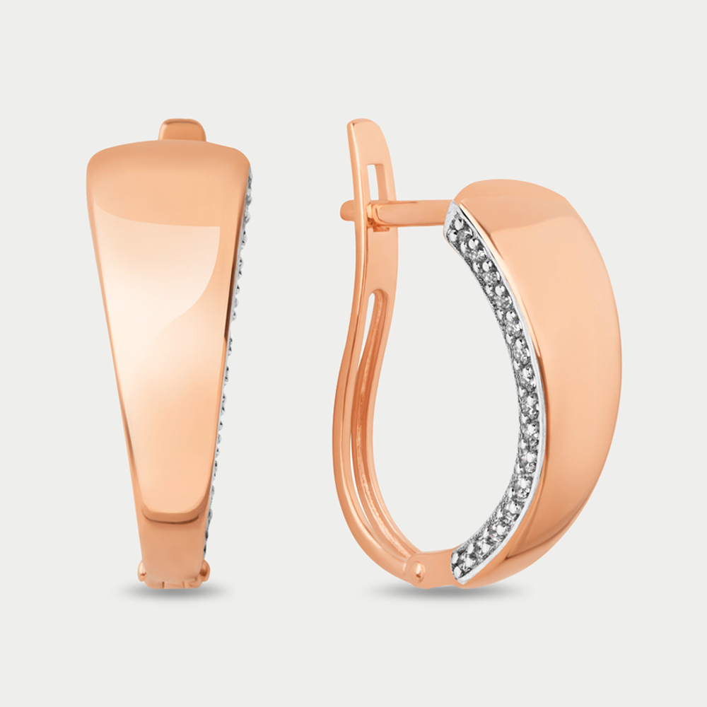 Серьги женские с фианитами из розового золота 585 пробы (арт. 902462-1102)