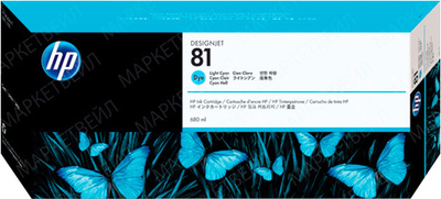 Картридж HP 81 струйный светло-голубой (680 мл)