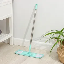 Швабра для мытья пола плоская Доляна, насадка из микрофибры 40×10 см, телескопическая стальная ручка 68-121 см, цвет МИКС
