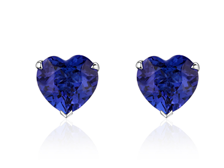 Пусеты с танзанитами огранки "Сердце" и бриллиантовой обсыпкой