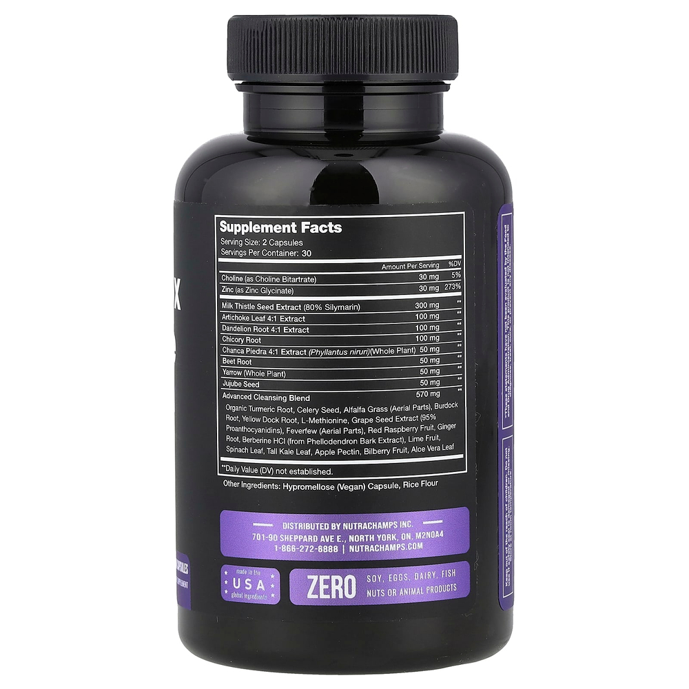 NutraChamps, Очищение и детоксикация печени, 60 веганских капсул