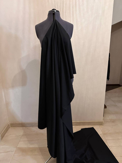 Костюмно-плательная однотонная шерсть с эластаном (L.Piana, 95%шерсть/5%эластан, Черная ночь, 154, 220 гр/м2)