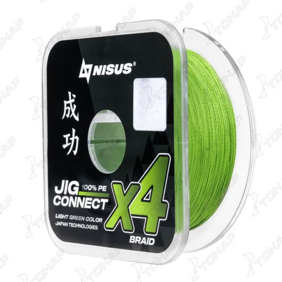 Шнур JIG CONNECT X4 PE Light Green 150m #3.0, 0.28mm 15.4кг/36.1LB (T-N-JC-X4-0.28-150-LG) NISUS