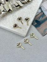 Подвеска "Ключик" позолота 14к с фианитами, 23*12 мм