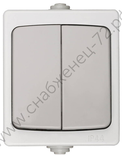 СВЕТОЗАР Аврора, IP44 16A/~250В, Двухклавишный выключатель (SV-54336-W)