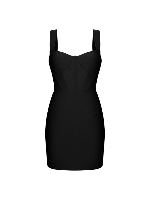 Платье мини корсетного типа из крепа на бретелях