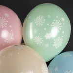 Шар (12''/30 см) Снежинки, Ассорти, пастель, 5 ст, 25 шт.
