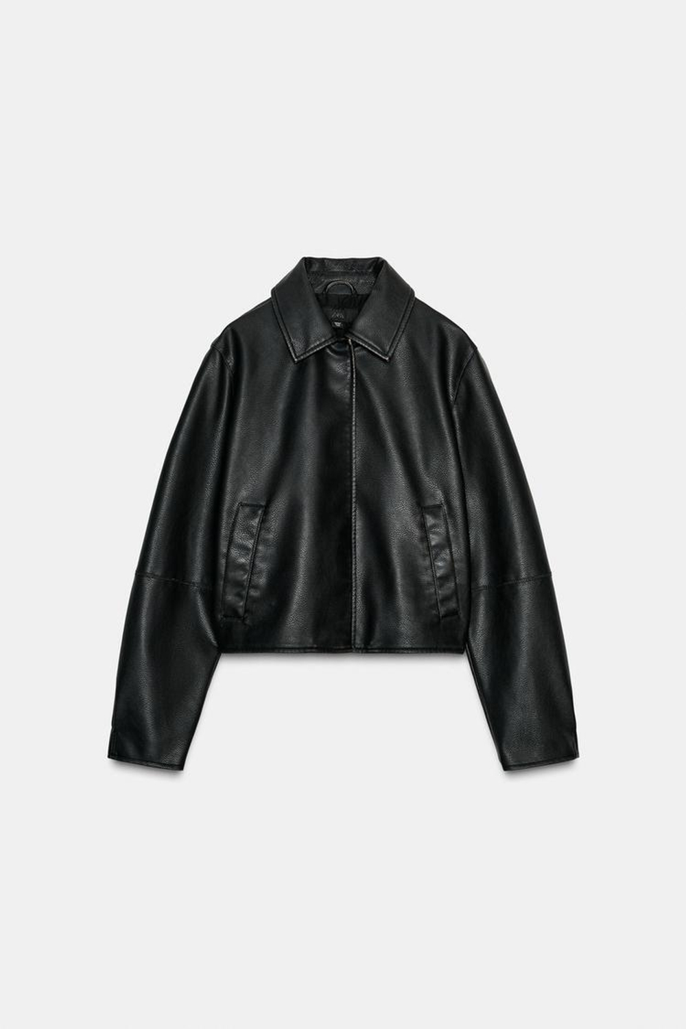 ZARA КУРТКА ИЗ ИСКУССТВЕННОЙ КОЖИ, ЧЕРНЫЙ