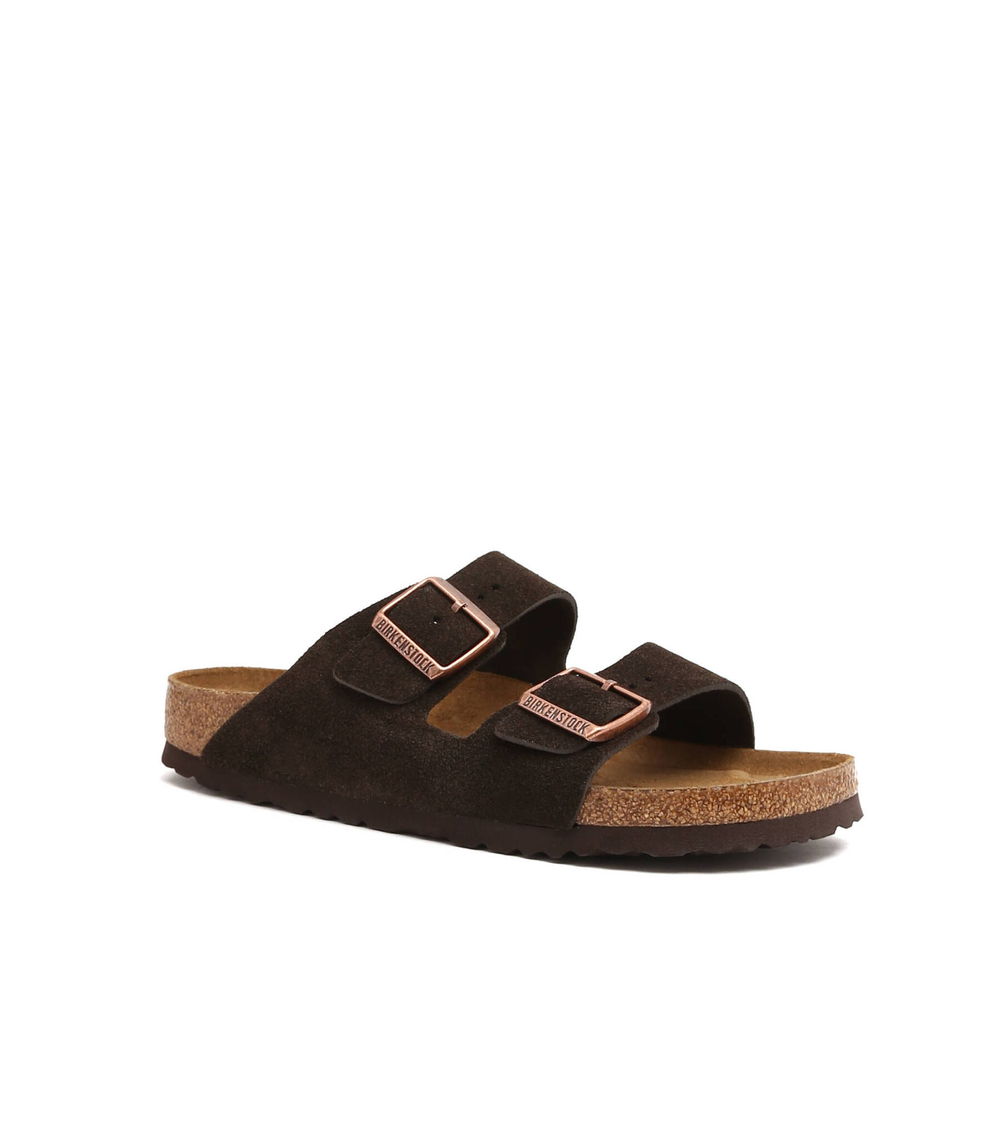 Шлепанцы кожаные arizona sfb Birkenstock - коричневый(951313)