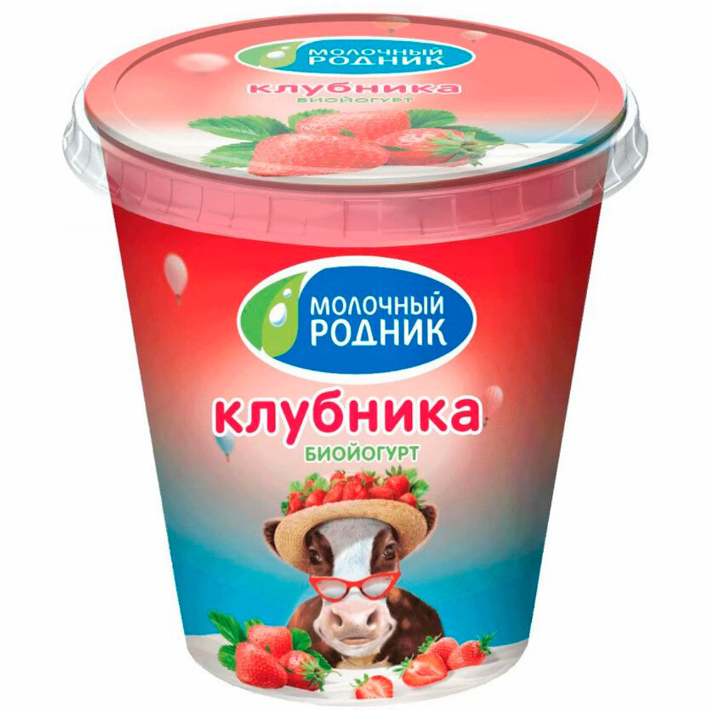 Биойогурт обогащ. Молочный родник клубника  300гр