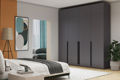 Распашной четырехсекционный шкаф Лорена Пакс-4 с антресолью Серый Графит 162 PE 160*40*230 см, Серый   Фиеста