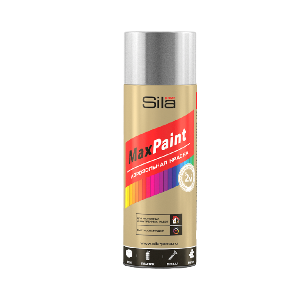 Краска-спрей SILA Home Max Paint серебряный металлик, 520мл