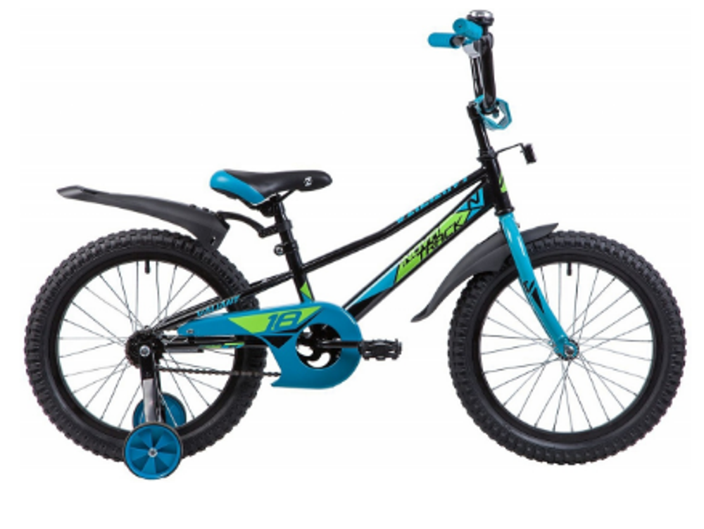 Велосипед NOVATRACK 18" VALIANT, черный, полная защита цепи, тормоз нож, короткие крылья, нет багажника