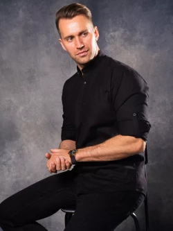 Рубашка с длинным рукавом стойка