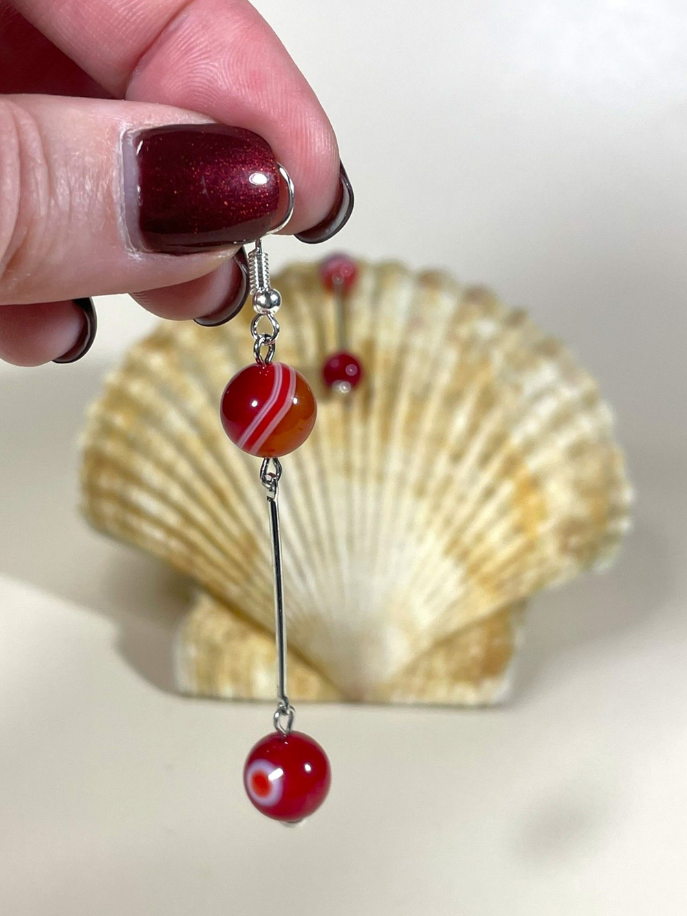 Серьги агат с палочкой