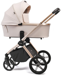 Детская коляска Peppy Monaco 2 в 1 Beige (бежевый), рама беж, шлифованный алюминий