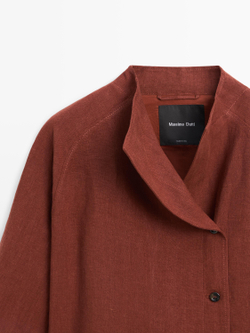 Massimo Dutti Кимоно из 100% льна с завязками и пуговицами, черепичный