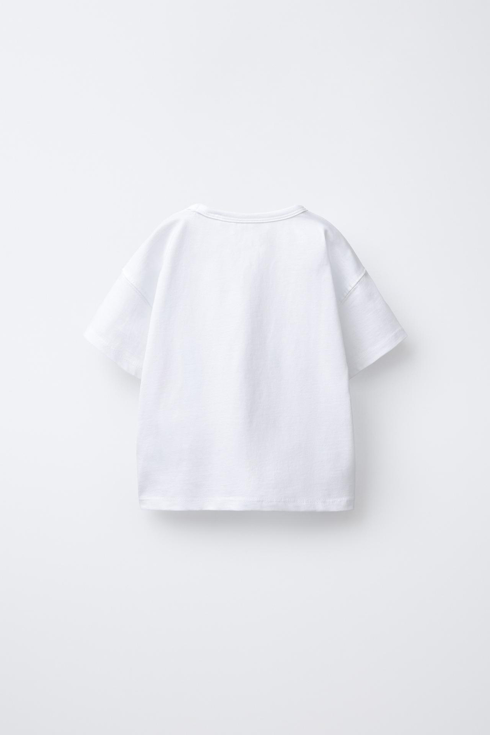 ZARA ФУТБОЛКА ИЗ ТКАНИ С ПРИНТОМ, БЕЛЫЙ