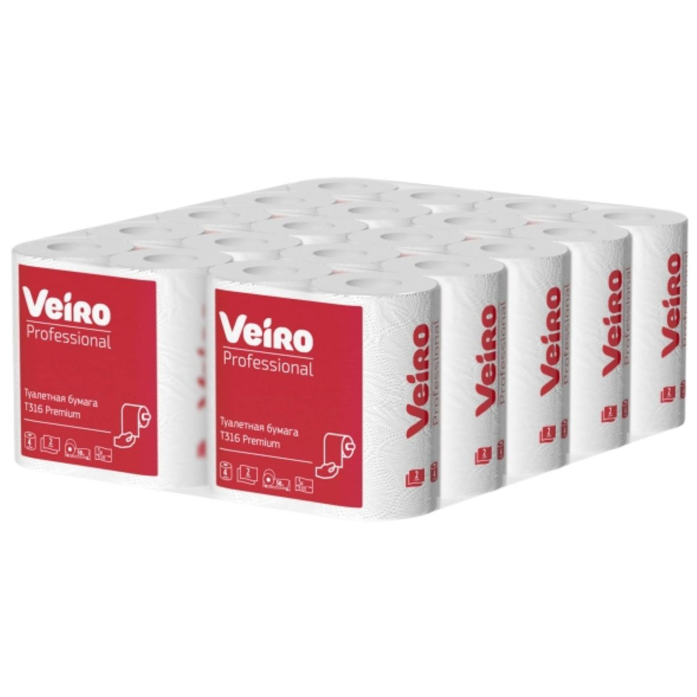Туалетная бумага в рулонах Veiro Professional Premium белая двухслойная (12 рулонов по 50 м)
