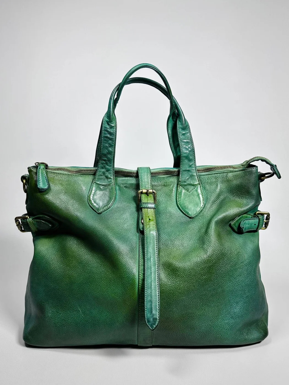 Женская премиальная изумрудно-зеленая сумка из натуральной кожи "Венеция"