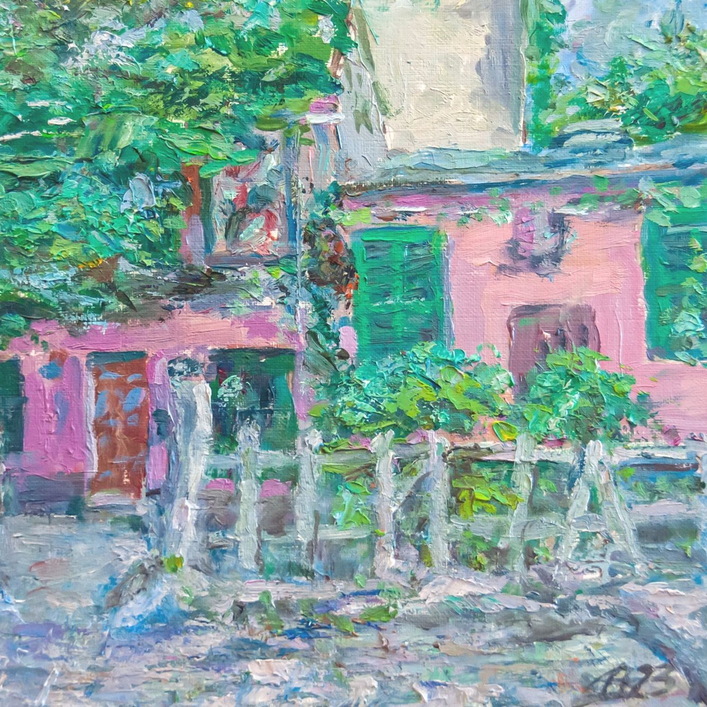 Картина авторская маслом на бумаге в раме 25х34 см на стену для интерьера "Кабаре Проворный кролик"