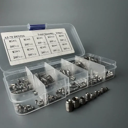 Набор гужонов M3 M4 M5 M6 M8 200 предметов в пластиковом кейсе. Винты без шляпки, винт без головки.