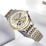 STARKING Automatic Mechanical Movement Stainless Steel Watchband Watch Unisex White Dial Waterproof