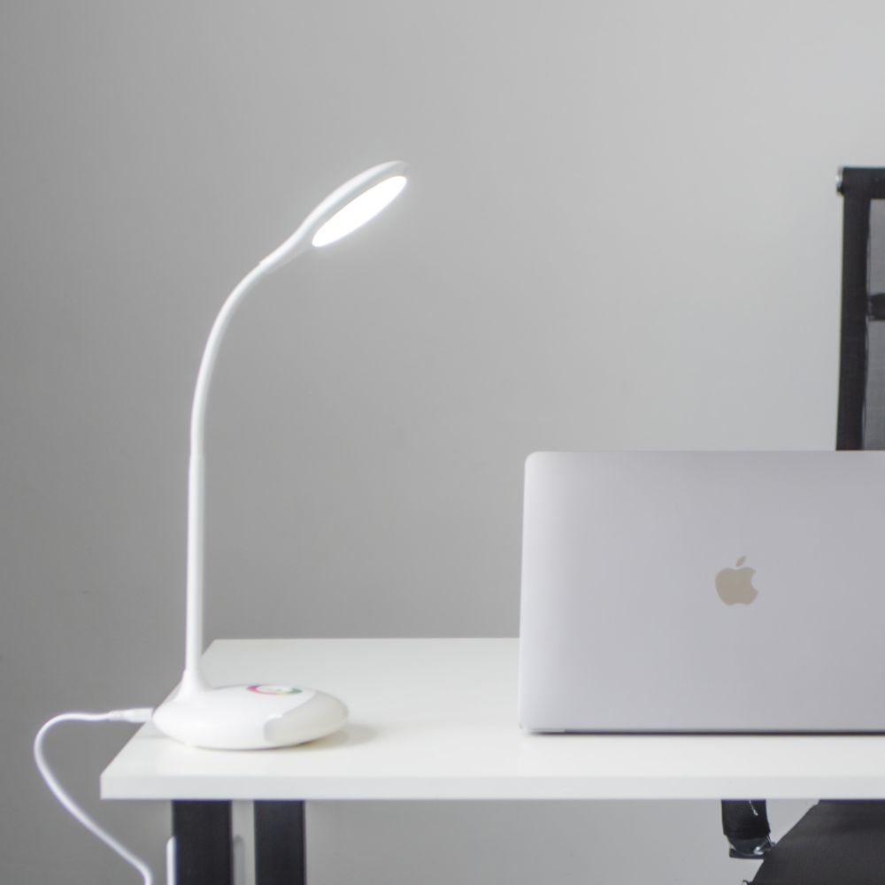 TLD-535 White-LED-250Lm-5500K-Dimmer Светильник настольный с ночником RGB. 4W. Встроенный аккумулятор 1800mAh. Сенсорный выключатель. Белый. TM Uniel.