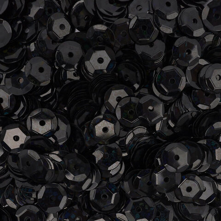 Пайетки граненые, 6 мм, упак./10 гр., 'Астра' (А50 черный голограмма)