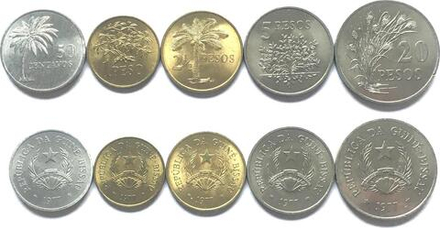 Гвинея-Бисау 1977 Флор, набор 5 монет UNC