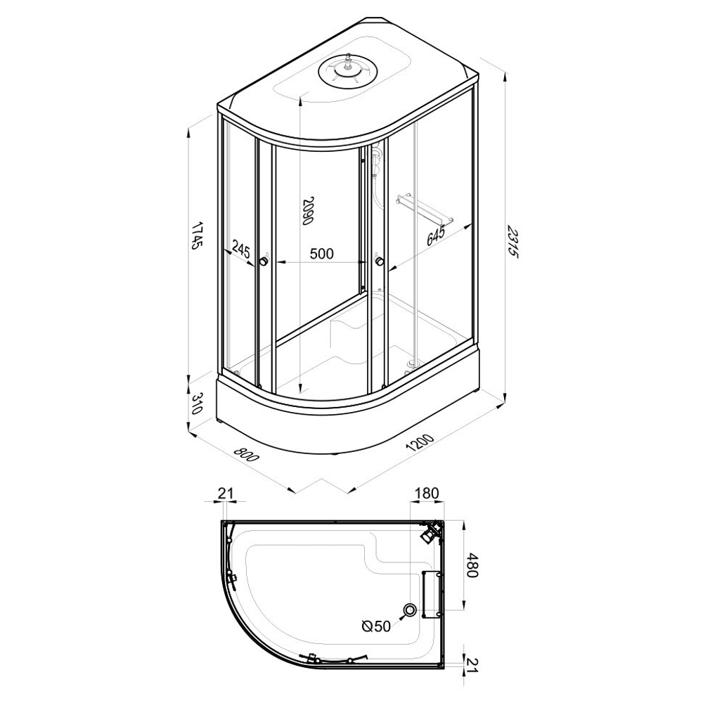 Душевая кабина Triton Коралл В 120x80 (правая)