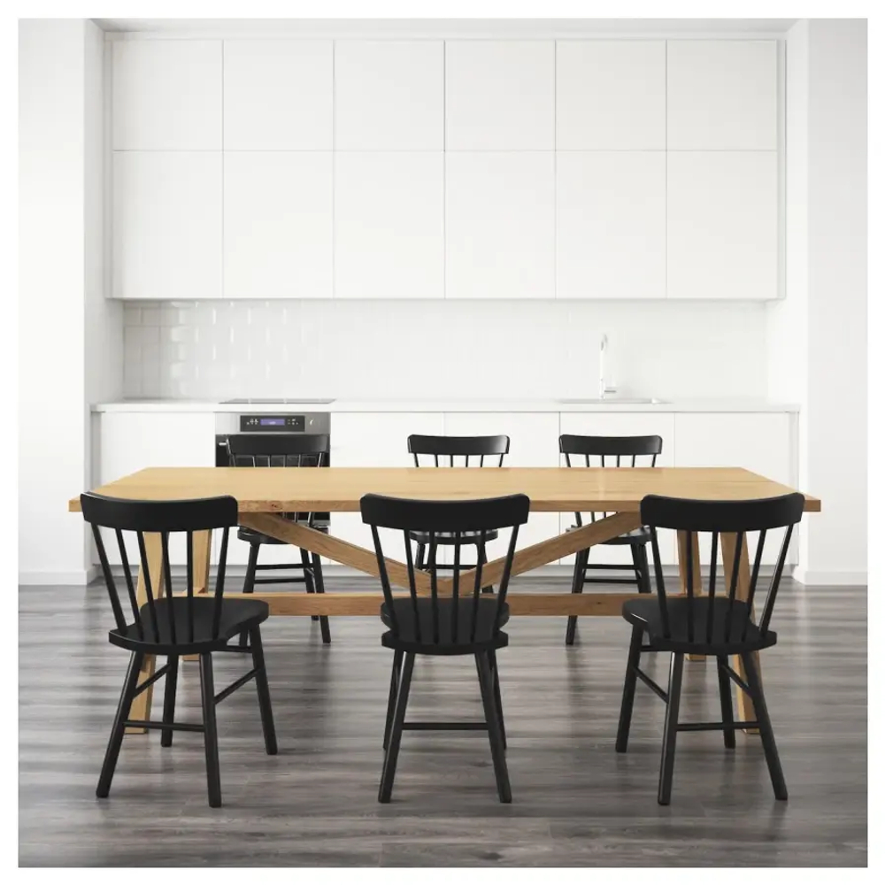 Стол и 6 стульев - MÖCKELBY / NORRARYD IKEA/ МЕКЕЛЬБИ/НОРРАРИД ИКЕА, 235х100х74 см, черный/дерево