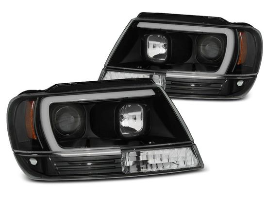 Передние фары Tube Light для Jeep Grand Cherokee WJ (99-05) Black