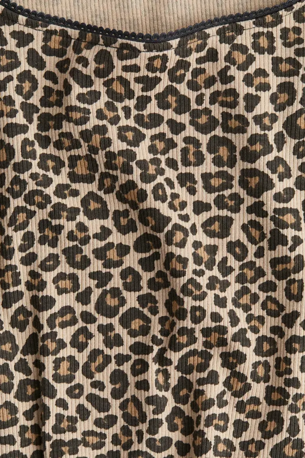 H&M Топ в рубчик с длинными рукавами, леопардовый