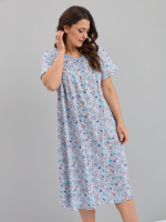 Ночная сорочка С-015/серый-ментолцветы