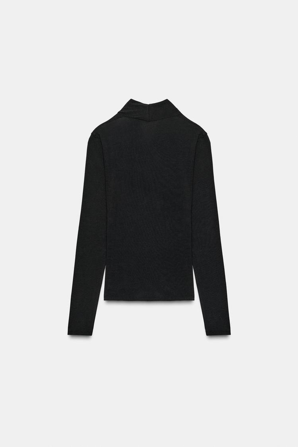 ZARA ФУТБОЛКА С БОКОВОЙ ДРАПИРОВКОЙ, ЧЕРНЫЙ