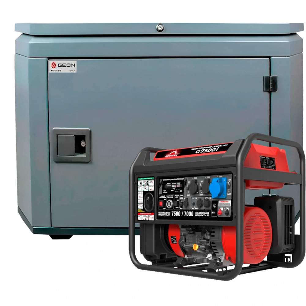 Генератор бензиновый инверторный SUNREKA G7500i с кожухом Geon 1200 RAL 7024