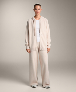 Oysho Длинная вязаная куртка с капюшоном, каменный