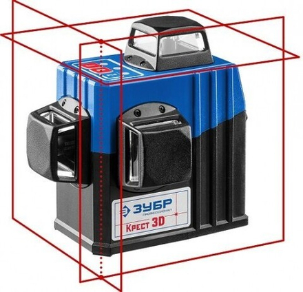 Лазерный уровень ЗУБР 3D крест 3d №2 нивелир 34908-2