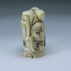 Нэцкэ Фукурокудзю с тыквой горлянкой через плечо