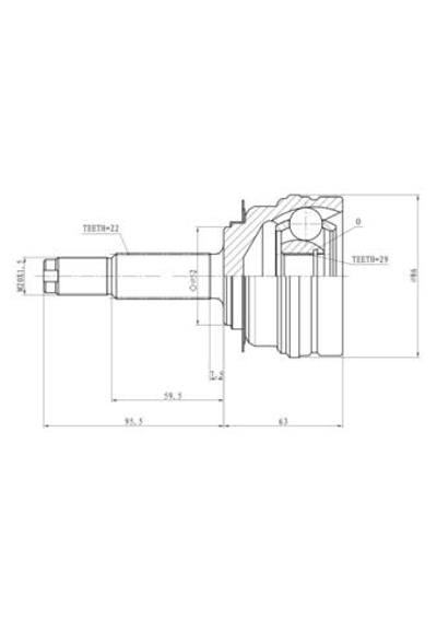 ШРУС наружный  DAEWOO Lanos (22/29 шл) GANZ GIK04050