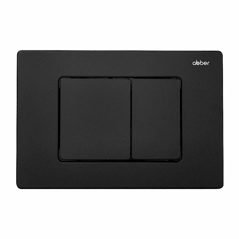 Унитаз подвесной ABBER Rechteck AC1201 белый с инсталляцией AC0105 и кнопкой AC0120MB черный, безободковый, с крышкой микролифт