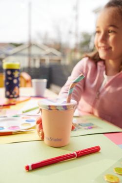 Детский стакан одностенный Klean Kanteen Kid Cup Straw Lid 10oz (296 мл) Paisley Purple с трубочкой